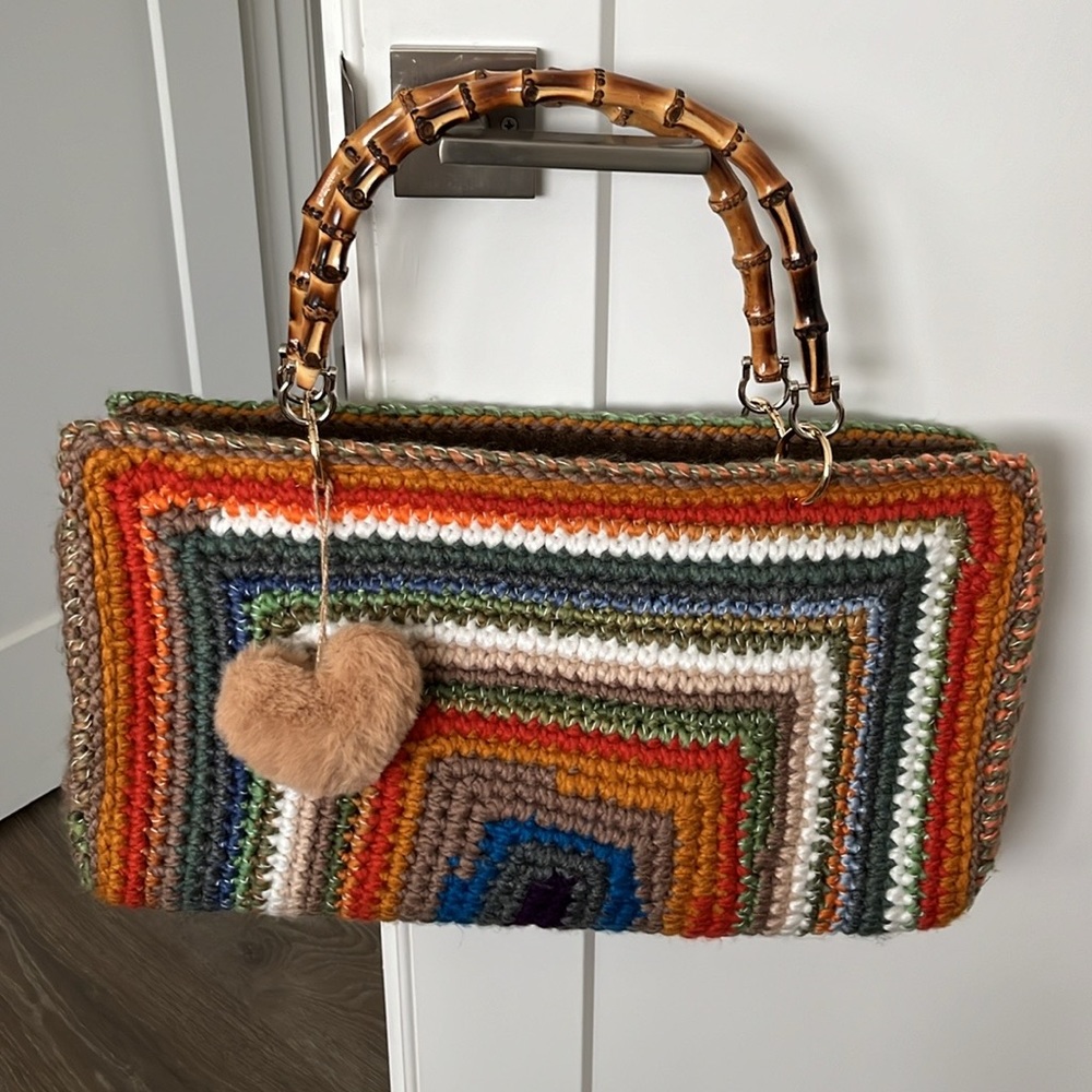 Colorful crochet handbag